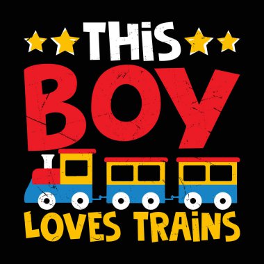 Retro Buhar Treni Komik Bu Çocuk Trenleri Seviyor Tişört Tasarımı 