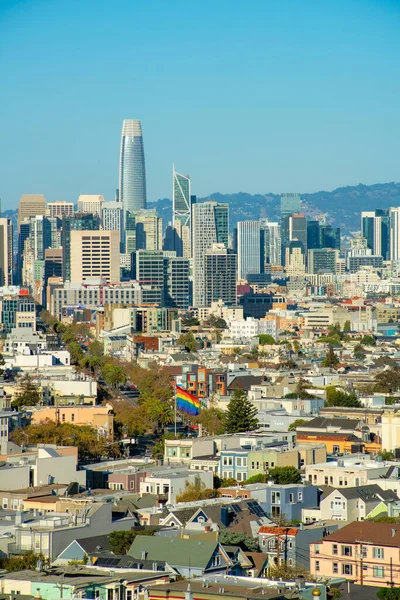 Centrum Města Městská Krajina Pýchou Vlajka San Franciscu Kalifornie Skysrapper — Stock fotografie