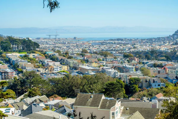 Pohled Historické Čtvrti San Francisca Kalifornie Vrcholu Kopce Výhledem Dolů — Stock fotografie