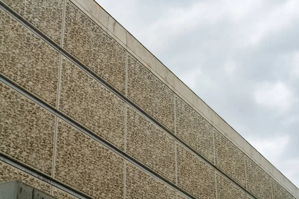 Edifício Montado Texturizado Fachada Parede Com Design Bloco Geométrico Retângulo — Fotografia de Stock