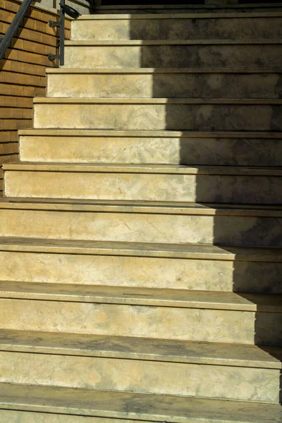 Cement Staircase Sunny Steps Split Shadow Shade Stairs Exterior Front — Stock Photo, Image