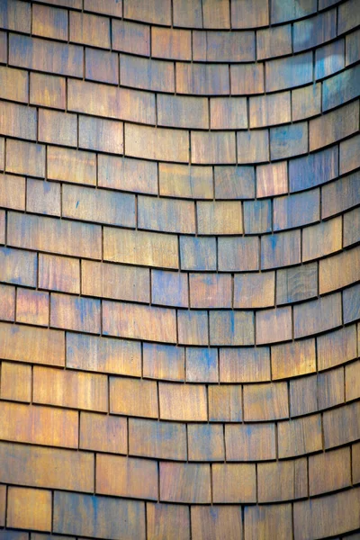 Fachada Edificio Madera Con Paneles Azulejos Casa Casa Centro Barrio — Foto de Stock