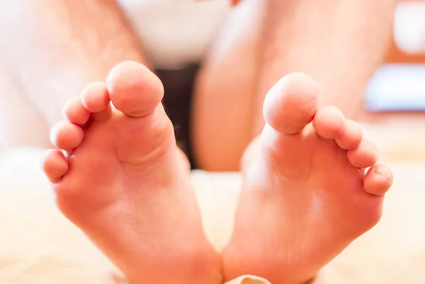 Hairy Man Feet Close Photo Stock Picture