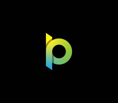 Renkli harf BP veya PB minimal logo dizayn şablonu siyah arkaplan.