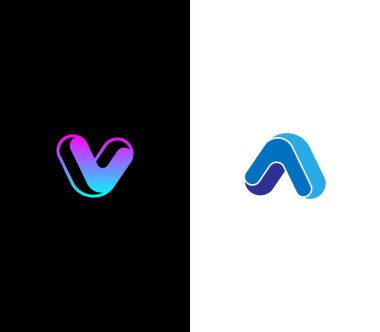 V harfi veya beyaz arkaplan ile kalın bir logo tasarım şablonu ögeleri.