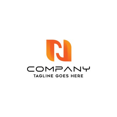 Beyaz Arkaplanda Modern Harf N veya NH Bıçak Monogramı Turuncu Gradyan Renkler, Tarz ve Temiz Tasarım, Markalaşma ve Profesyonel Kullanım İçin Mükemmel.