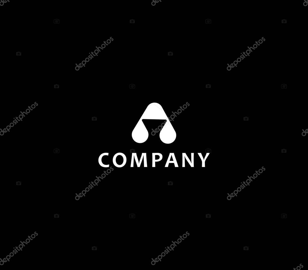 Letter A or V Icon logo design with black background.