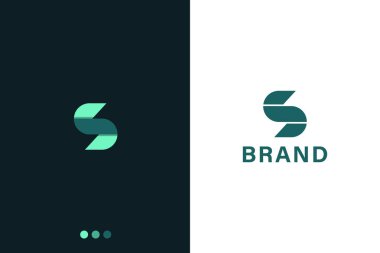 Arka planda iki Katı Renkli Modern S Harfi Logo Tasarımı, Geometrik Minimalist Tasarım
