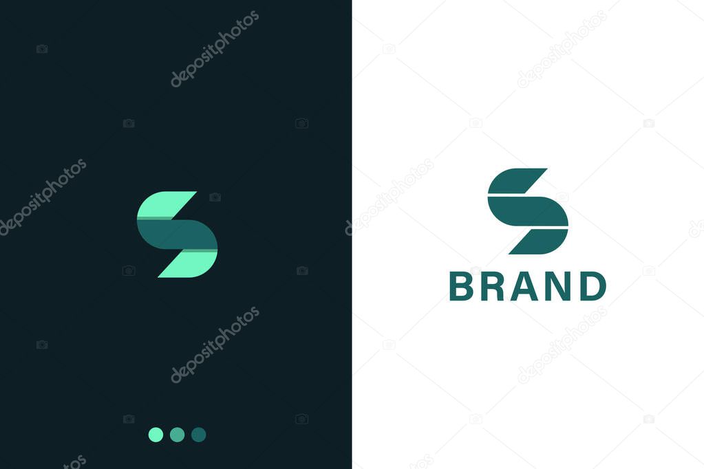 Modern Letter S Logo Design with Two Solid Colors on background, Geometric Minimalist Design