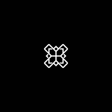 Minimalist Geometrik Harf X Çapraz Çiçek Logosu Tasarımı.