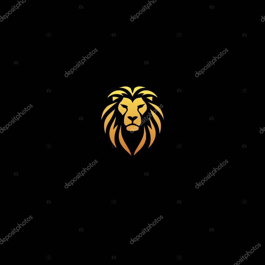 Golden Lion Head Strong Logo with black background.