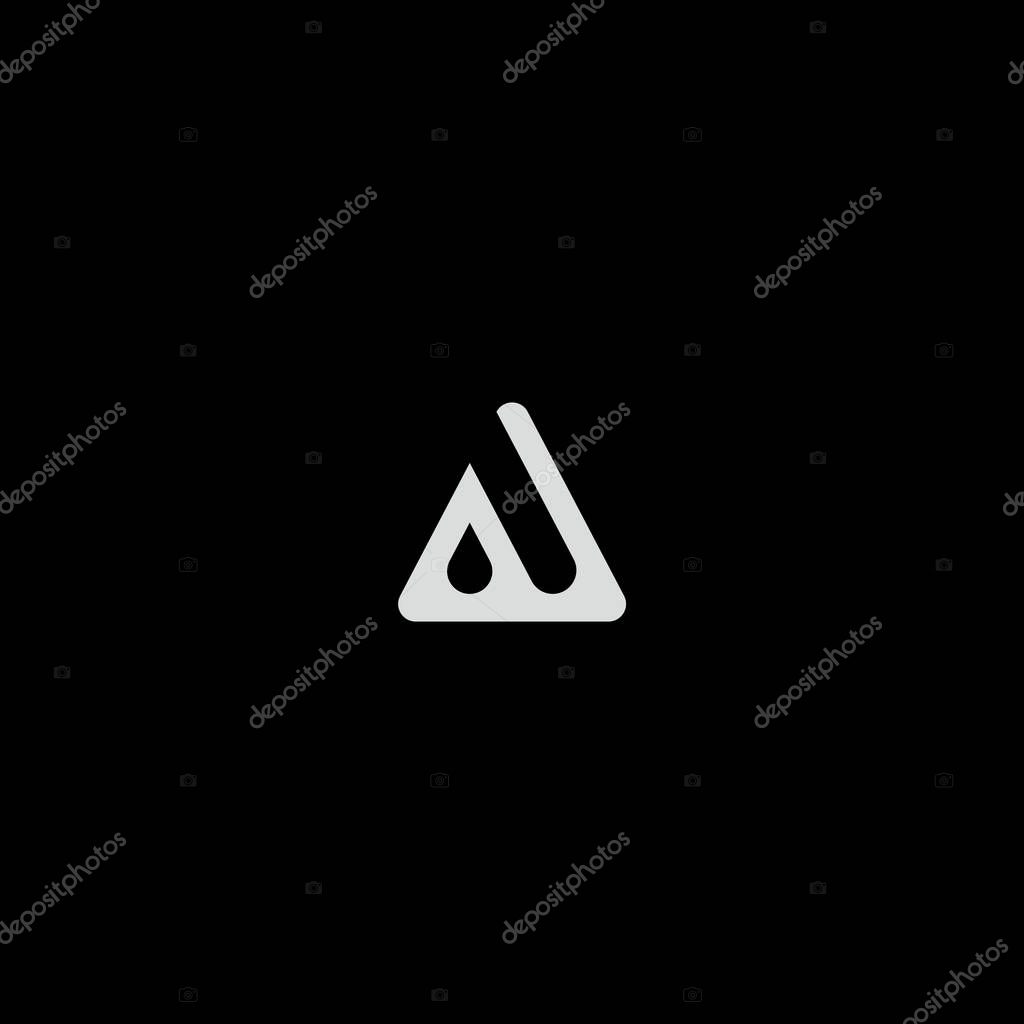 Minimalist Letter A or V or VY Triangle Drop Logo with black background.