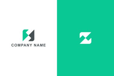 Soyut kare harfler NS veya NZ logo tasarımı iki farklı arkaplan.