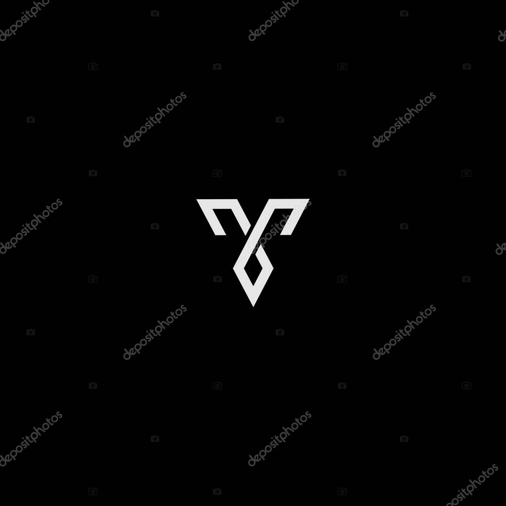 One Line Letter VM or VY Monogram with Black Background.