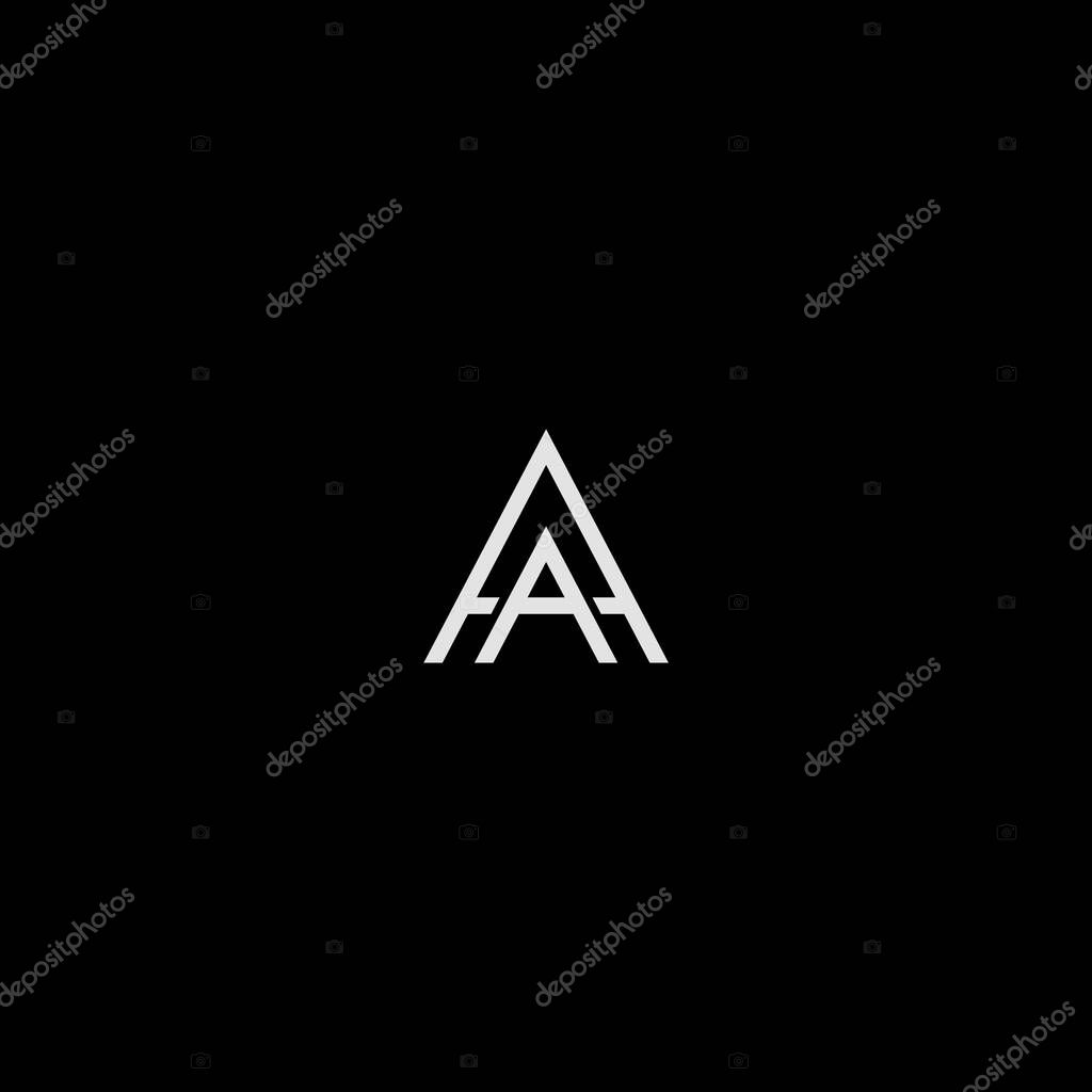 Linear Triangle Letter AA Logo with Black Background.