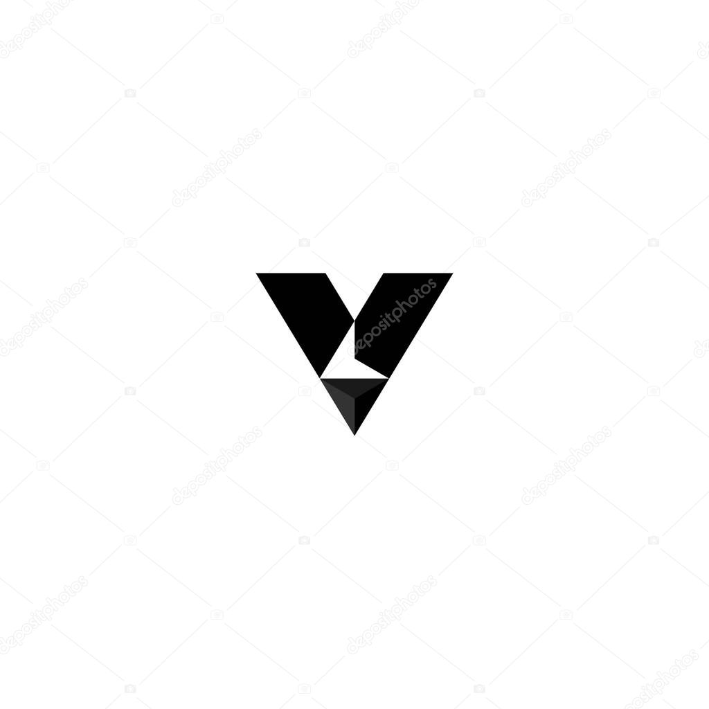 Letter V or A Logo design with soft click arrow on white background.