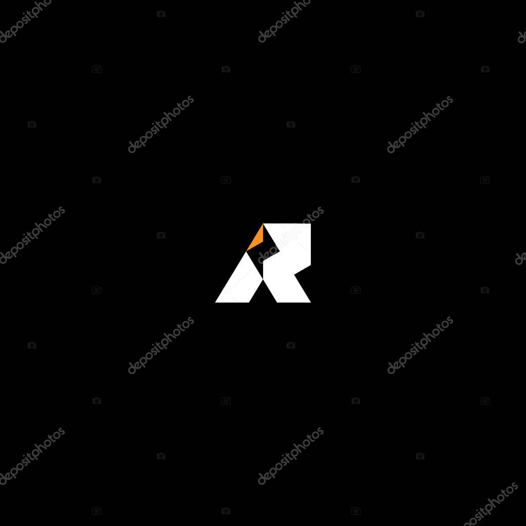 Letter R or AR thunder Monogram with black background.