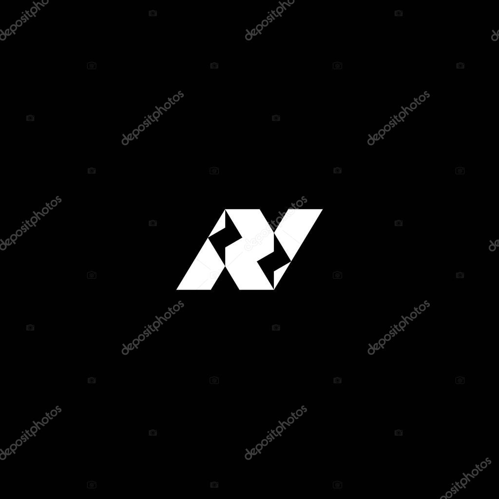 Letters AV or N or Z Thunder bolt logo design with black background.