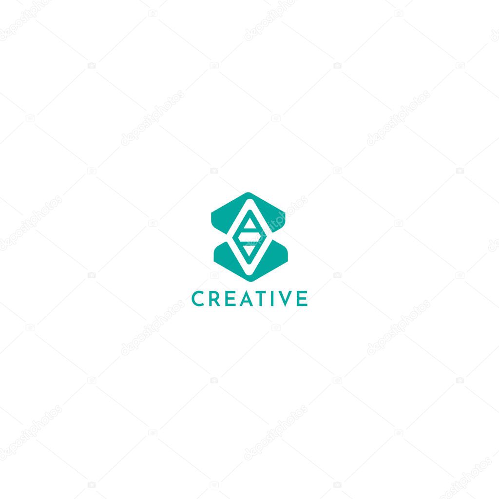 Letter S Logo Design shape with mirrored trapezoid on white background.