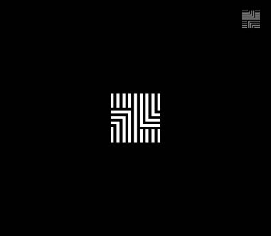 Siyah Arkaplan ile doğrusal harf N veya Z Dikdörtgen Monogram