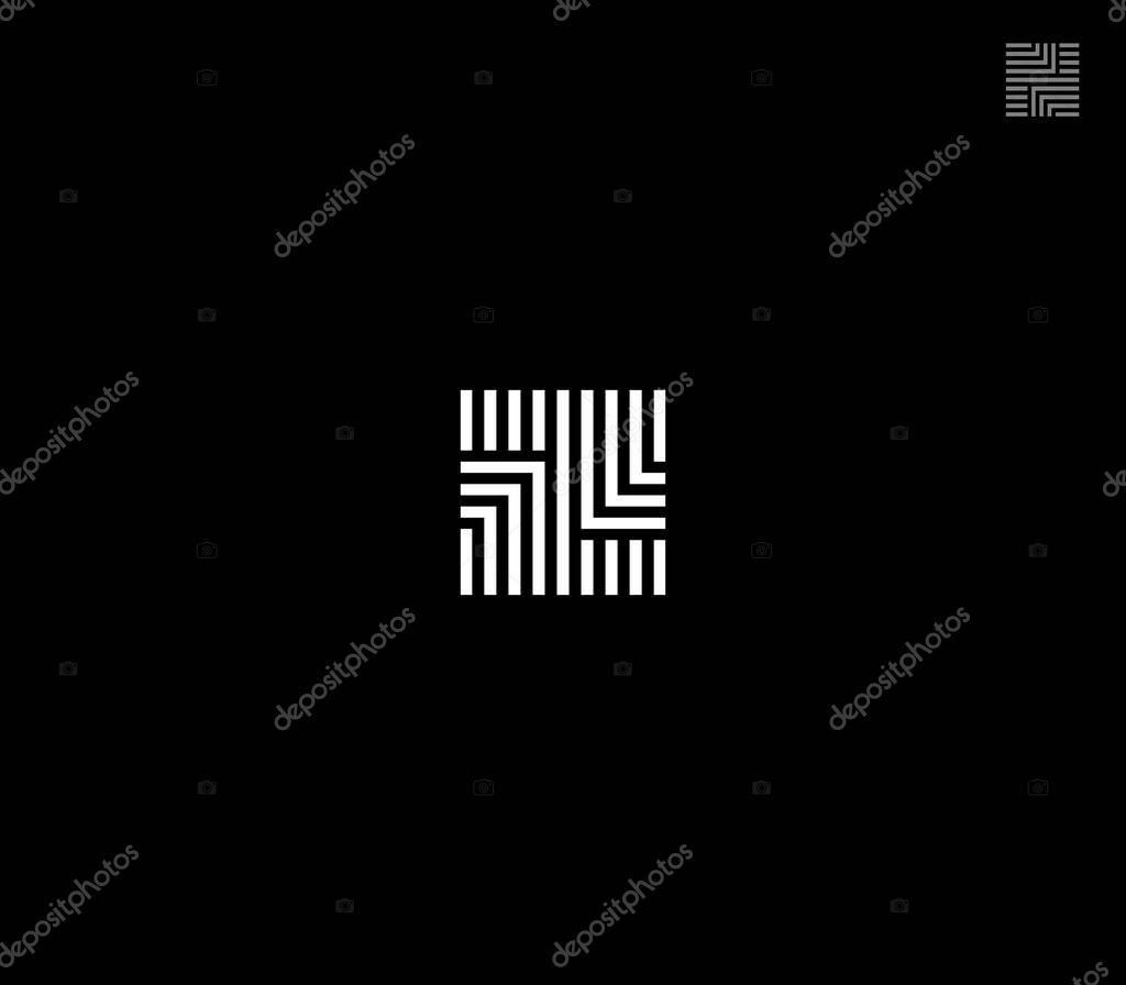Linear Letter N or Z Rectangular Monogram with Black Background