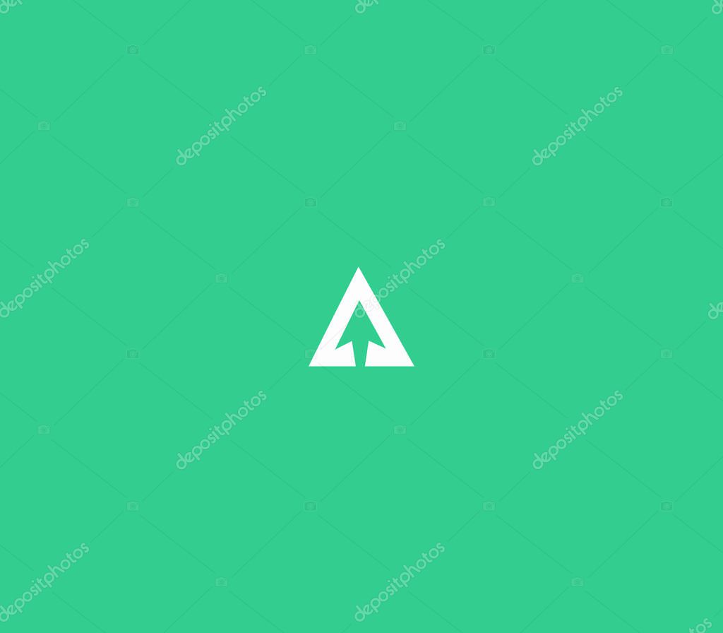 Letter A Triangle Logo with Arrow with Green Background.