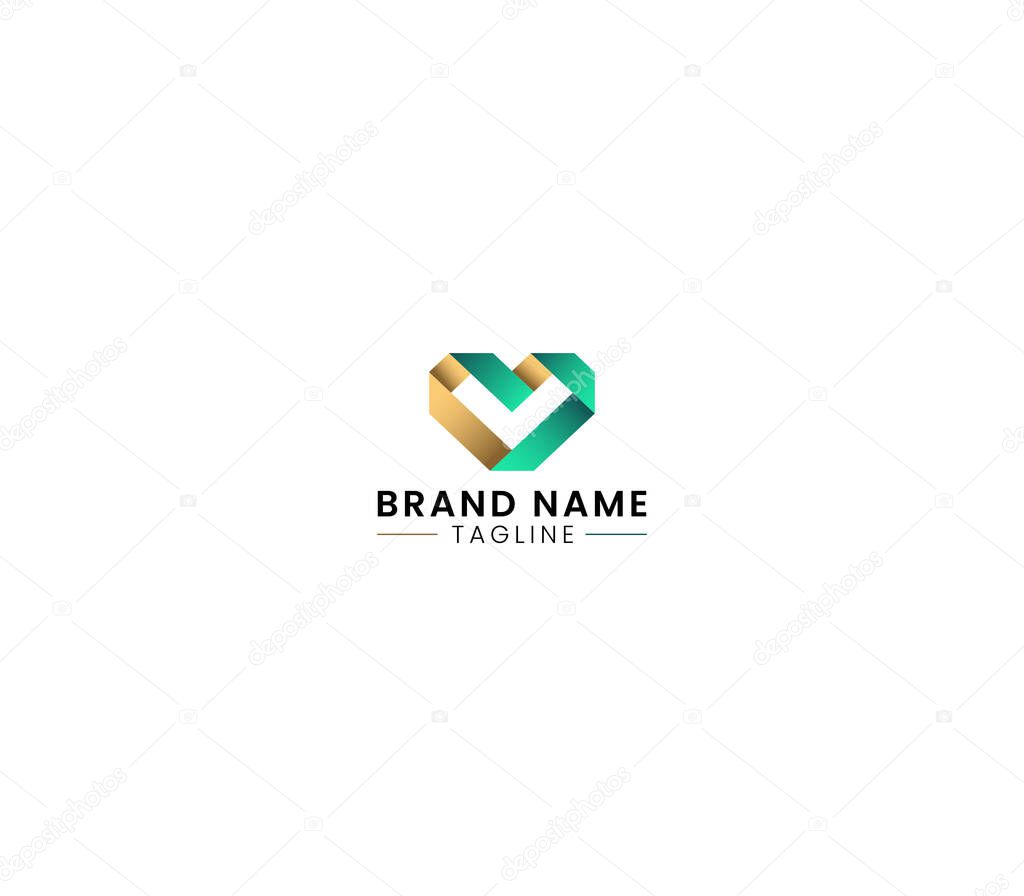Crafted Letter V or A or M with Heart Shape Monogram, useful for any type of business use.