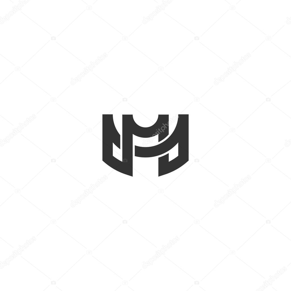 Modern and Professional Letter Double M Bridge Knot Monogram with white background.