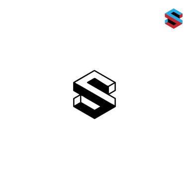 İmkânsız Harf S veya SS Monogram Logosu, Optik İllüzyon Geometrik Tasarımı.