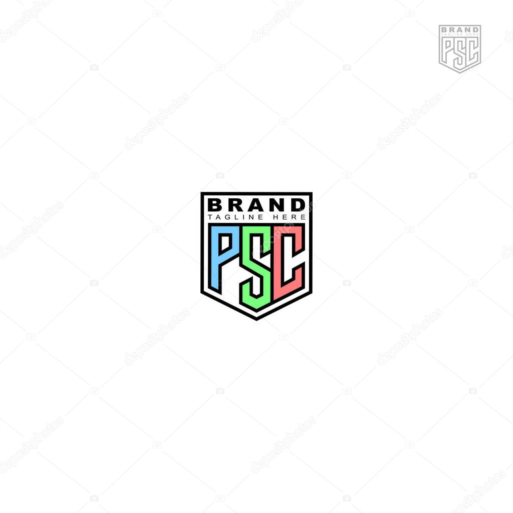 Modern PSC Shield Monogram Logo with white background.