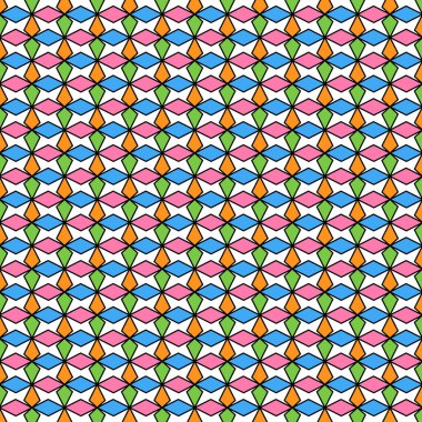 Renkli Geometrik Çiçek ve Elmas Desenli Arkaplan.