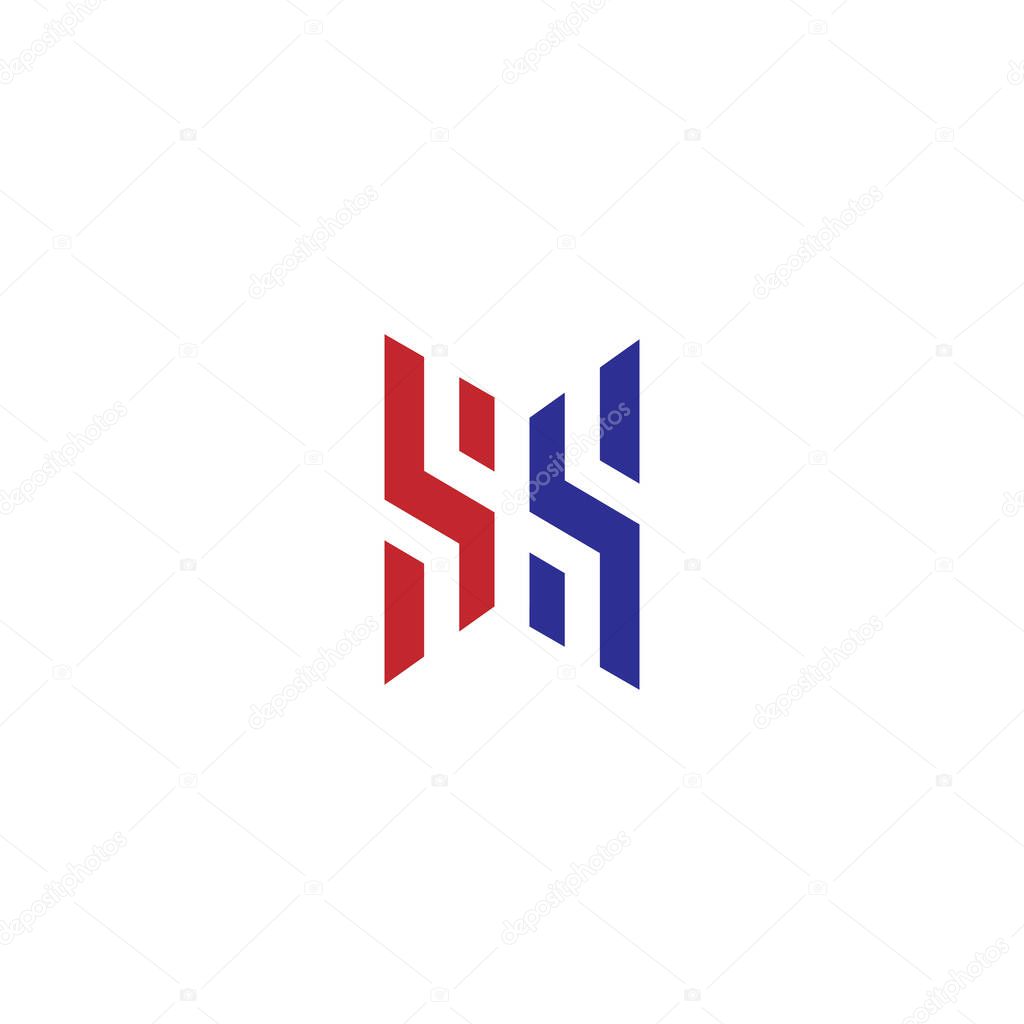 Letter HH or SS or HX or SX Cross Winged Monogram with white background.