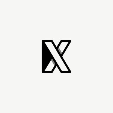 Modern ve Profesyonel Harfler KX Monogram, Beyaz arkaplanlı XK Logosu.