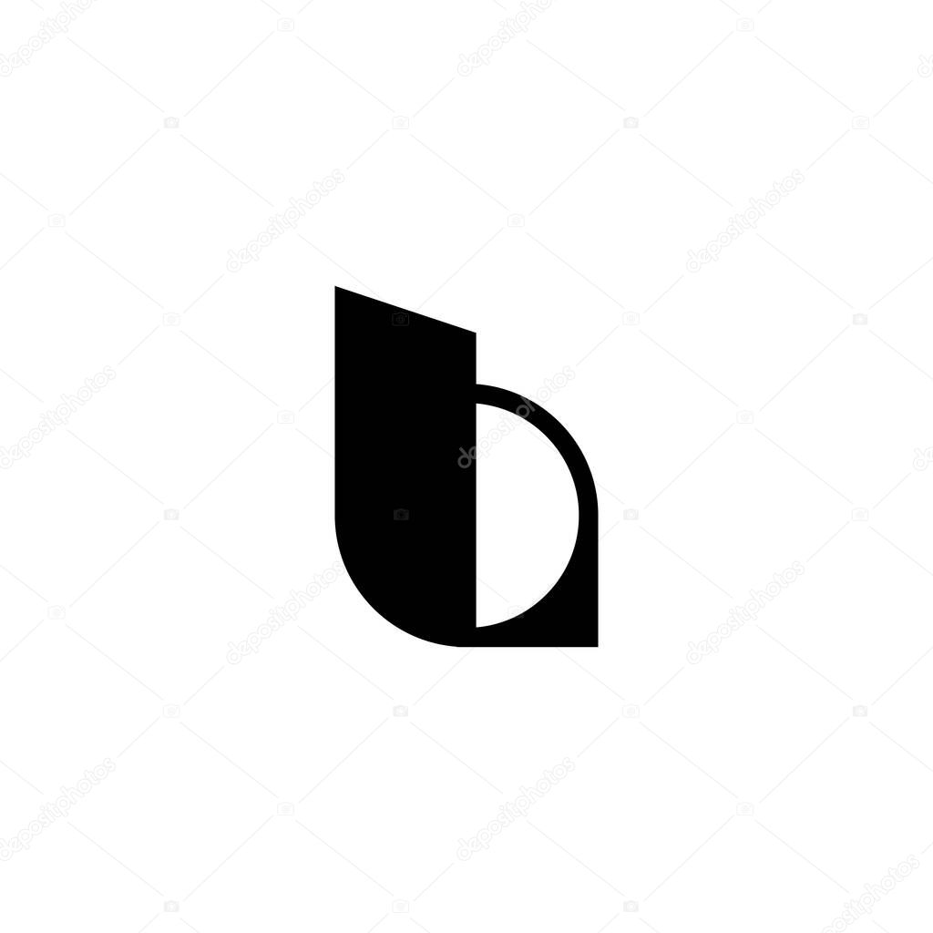 Modern Letters B or BA or LA Moon Geometric Logo, Negative space letter B logo with white background.