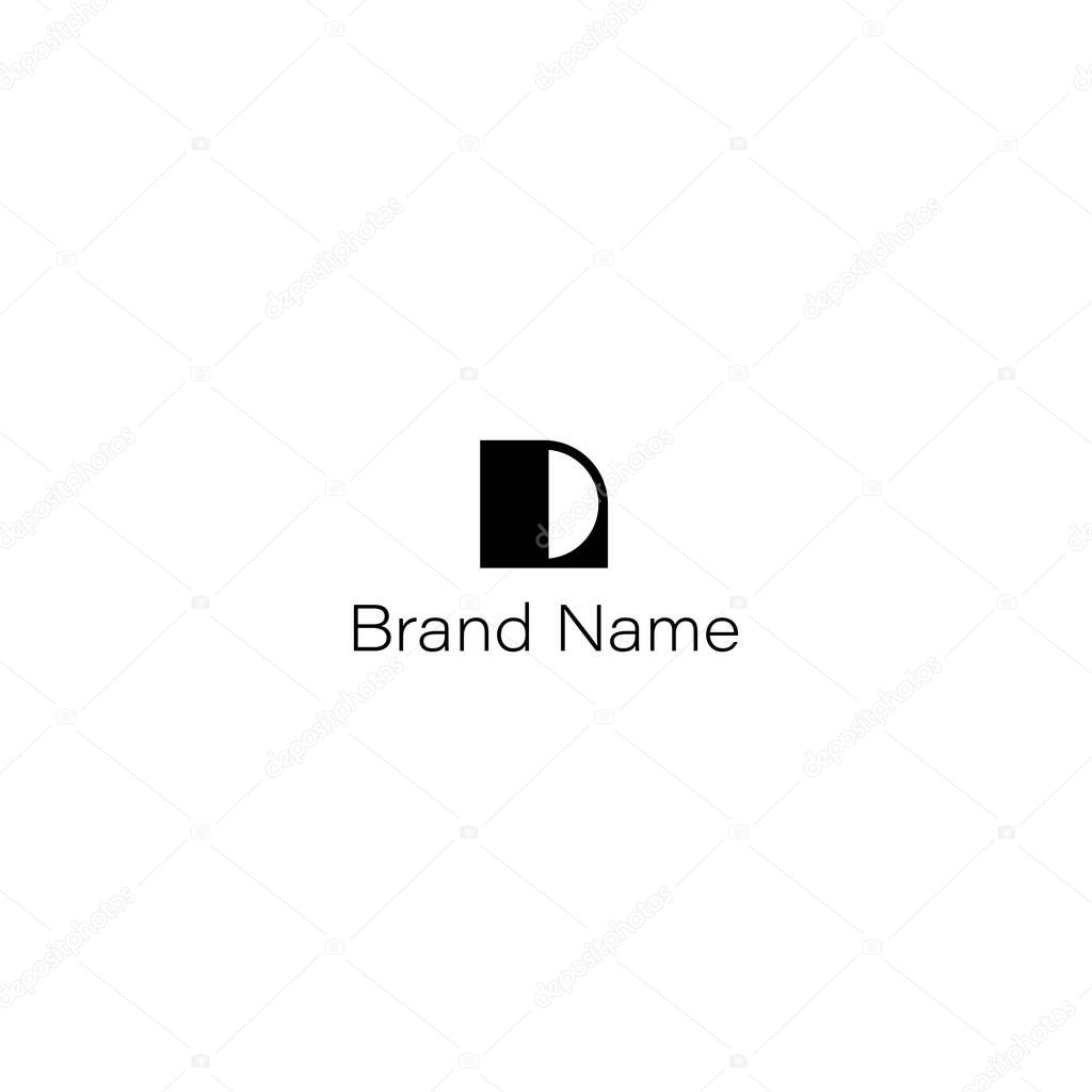 Letter DL or DA Moon Negative space logo with white background.