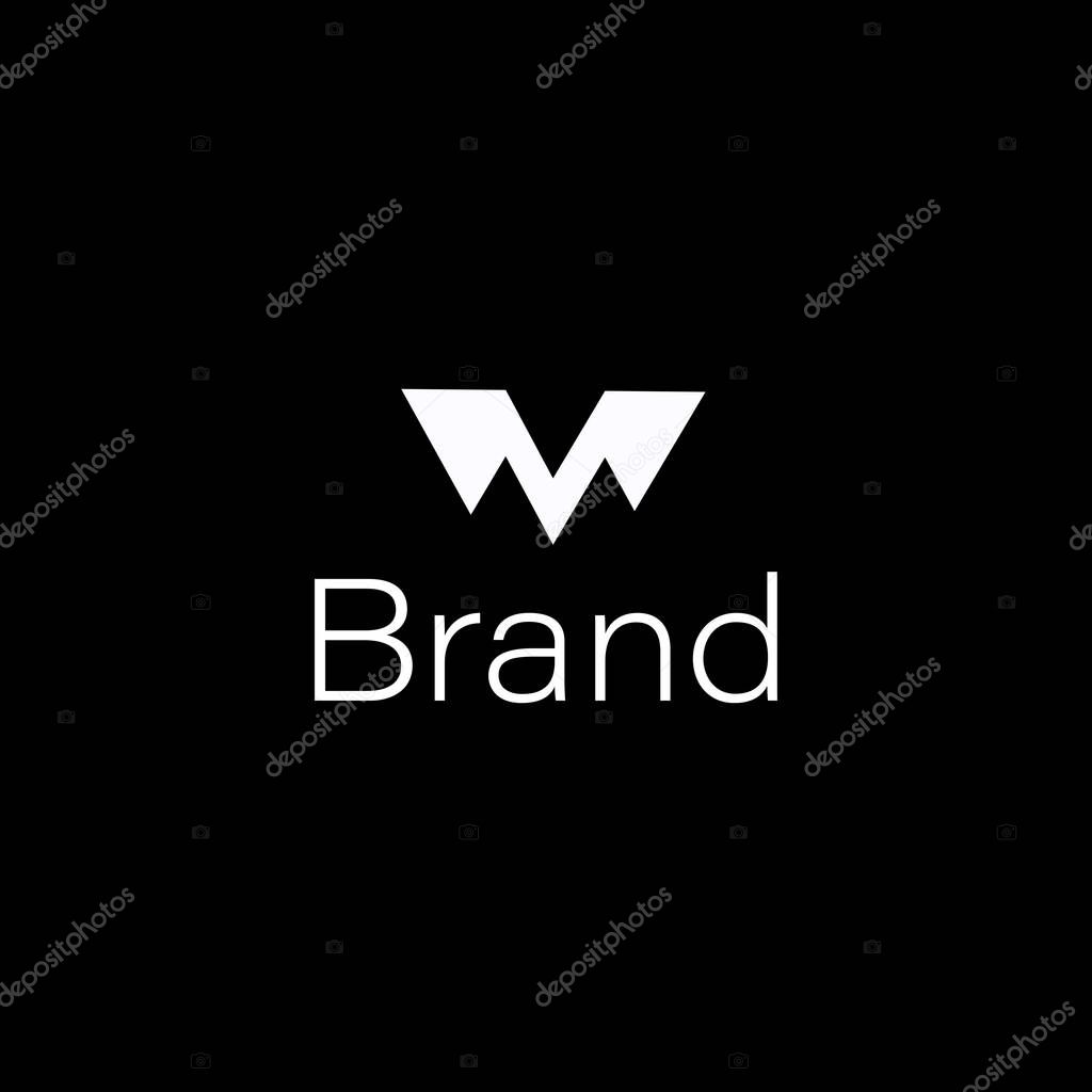 Letter M or VM Bat Bird logo with black background.