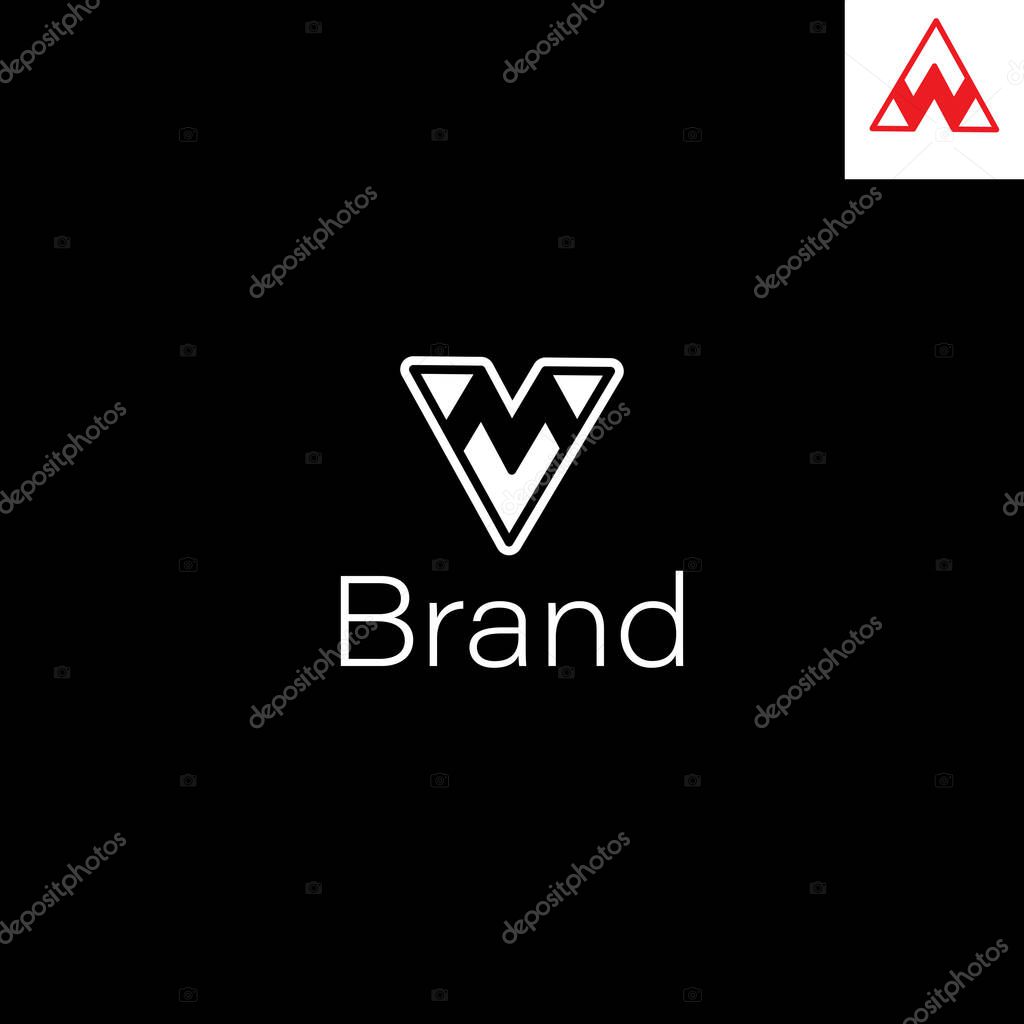 Letter VM or AW Logo design with black background.