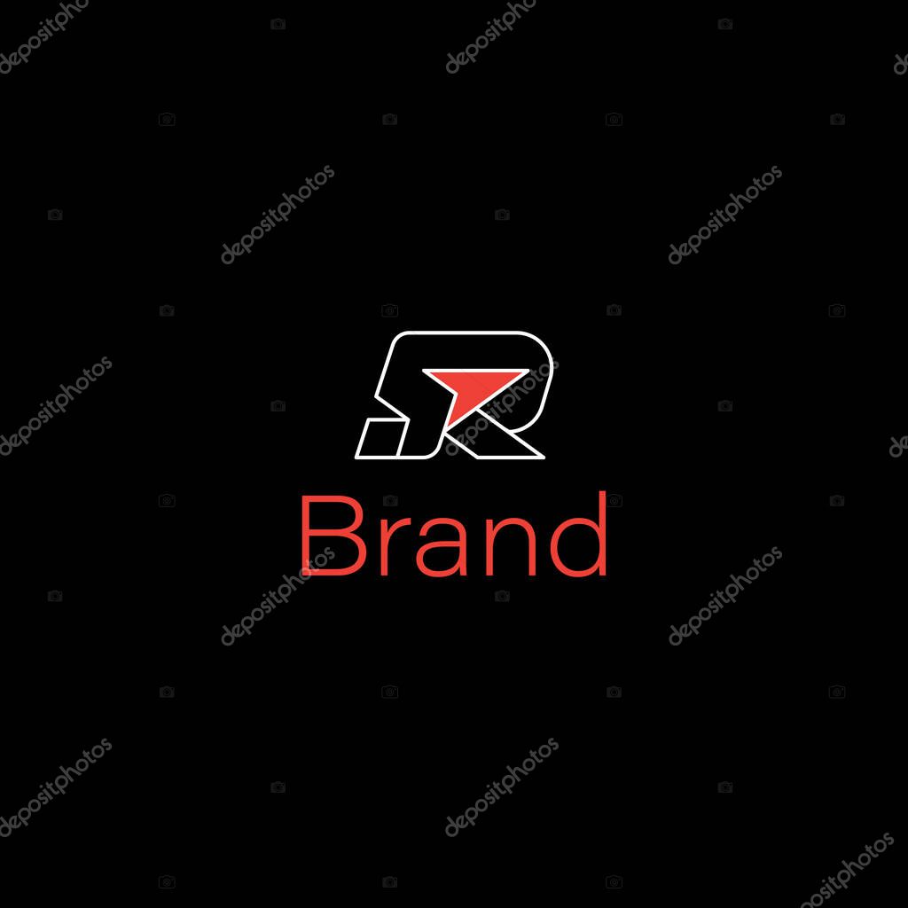 Letter SR Arrow Sports Monogram with black background.