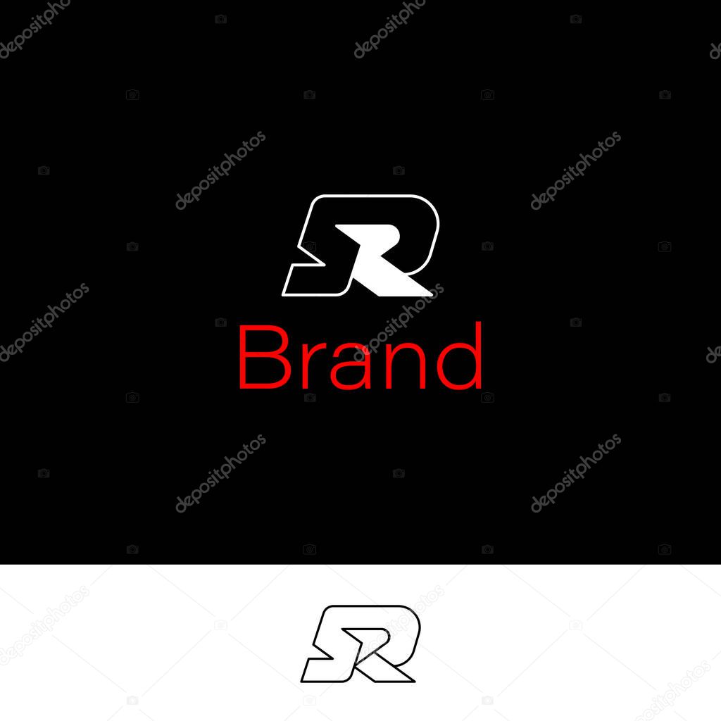 Modern & Sporty SR or RS Monogram Logo for Tech and Gaming with black background.