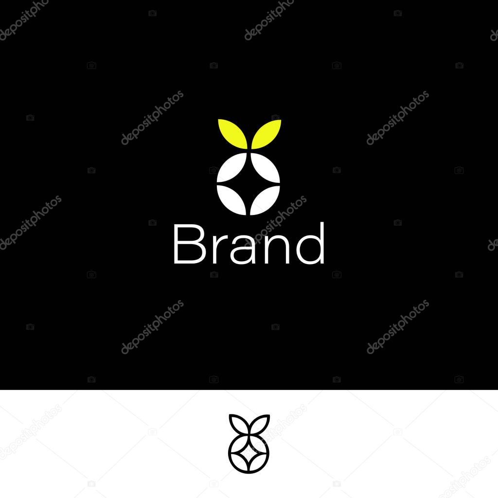 Geometric Letters XO Peach Star Logo with black and white background.