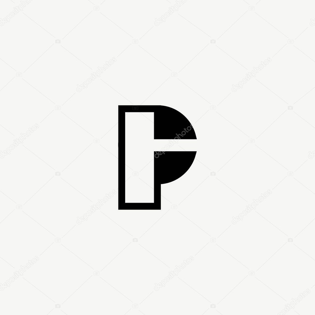 Modern Geometric PC or PF Monogram Logo with white background.