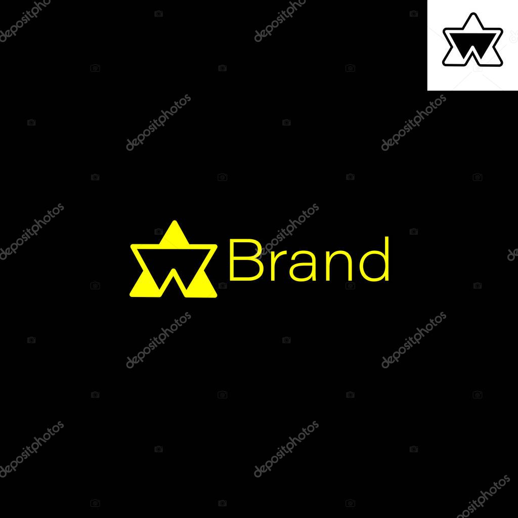 Modern Geometric AW or WA or VM Star Monogram with two backgrounds.