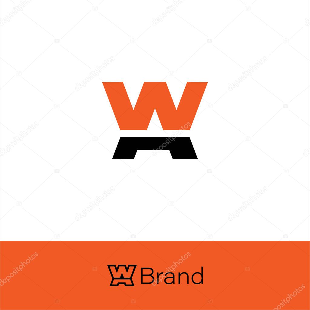 Modern WA or AW Castle Monogram Logo isolated with two backgrounds.