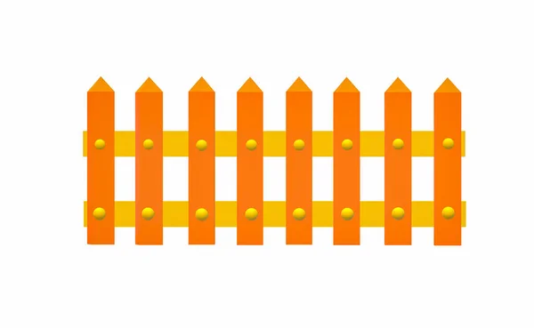 Ξύλινο Φράχτη Πορτοκαλί Κίτρινο Μυτερή Άκρη Εικονογράφηση Λευκό Φόντο — Φωτογραφία Αρχείου