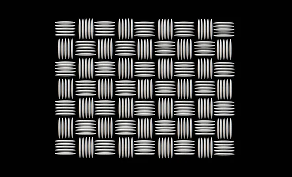 背景テクスチャ鋼金属板表面ステンレス鋼アルミダイヤモンドパターン黒い表面産業回廊上の5行のサムネイル — ストック写真