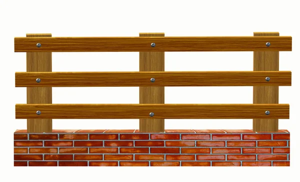 Wooden Fence White Background Can Isolated Scene Illustration Design Decoration — Stock Photo, Image