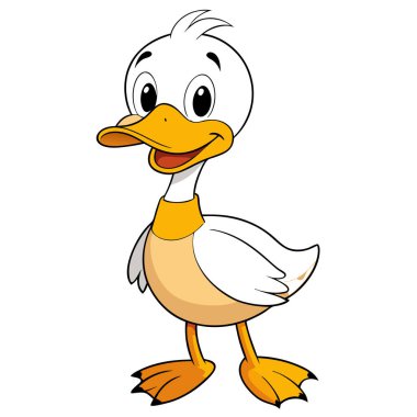 Duck Çizgi Film Şirin Vektör İllüstrasyonu Beyaz Arkaplan