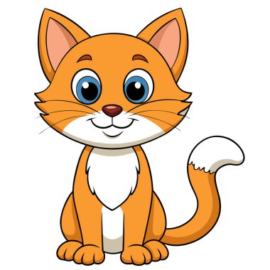 Cat Cartoon Cute Vector Illustration White Background clipart