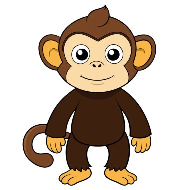 Maymun Çizgi Filmi Vektör İllüstrasyon Sahnesi Beyaz Arkaplan