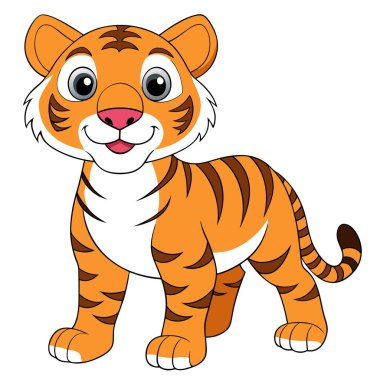 Kaplan Çizgi Filmi Vektör İllüstrasyon Sahnesi Beyaz Arkaplan